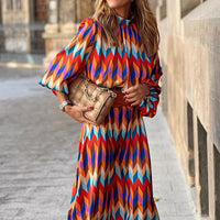 Coloured Print Midi Dress - Sophia