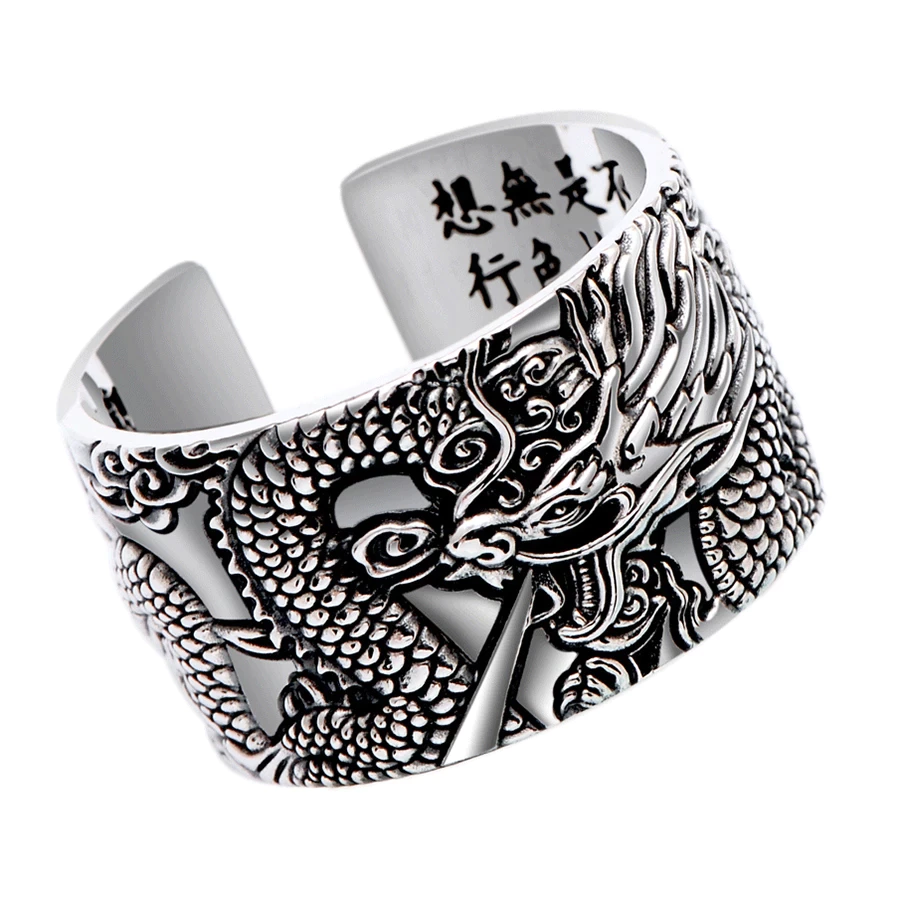 Silver Dragon Sutra Ring | Unique Statement Jewellery