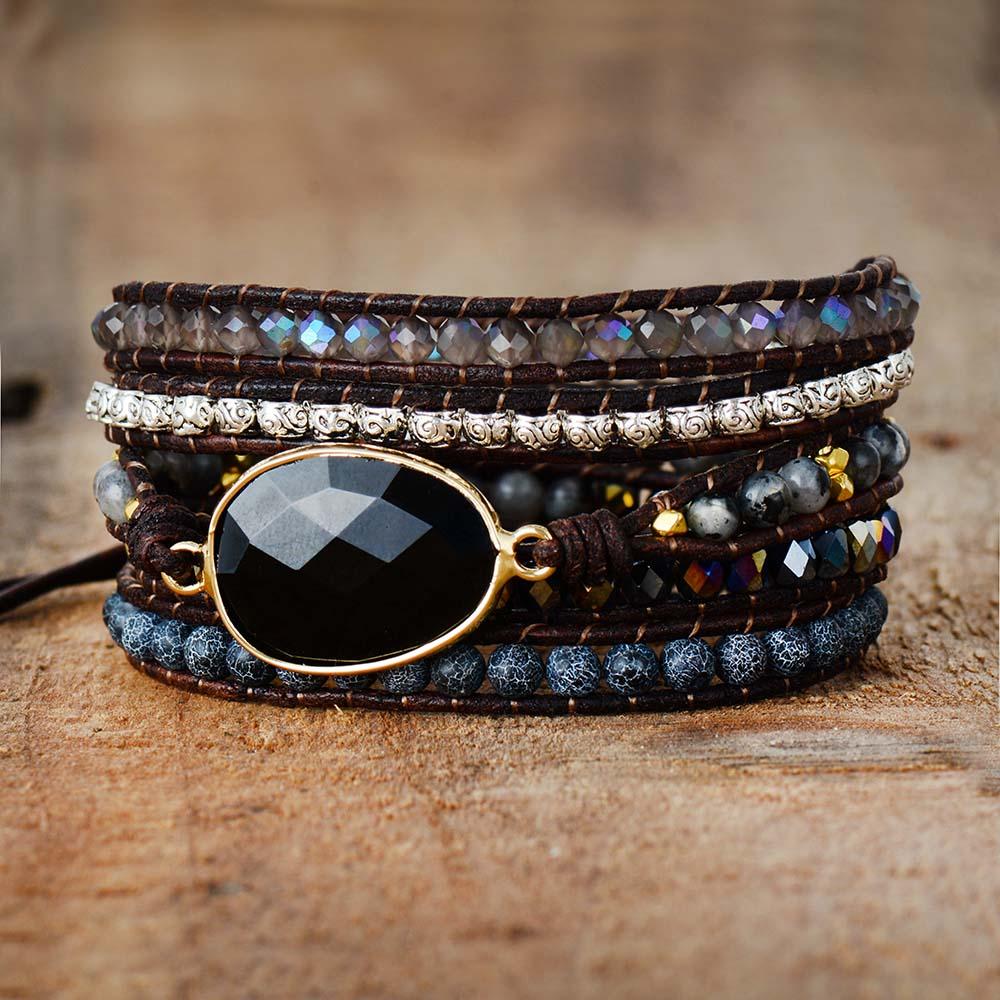 Onyx Moonlight Protective Wrap Bracelet - Lunara