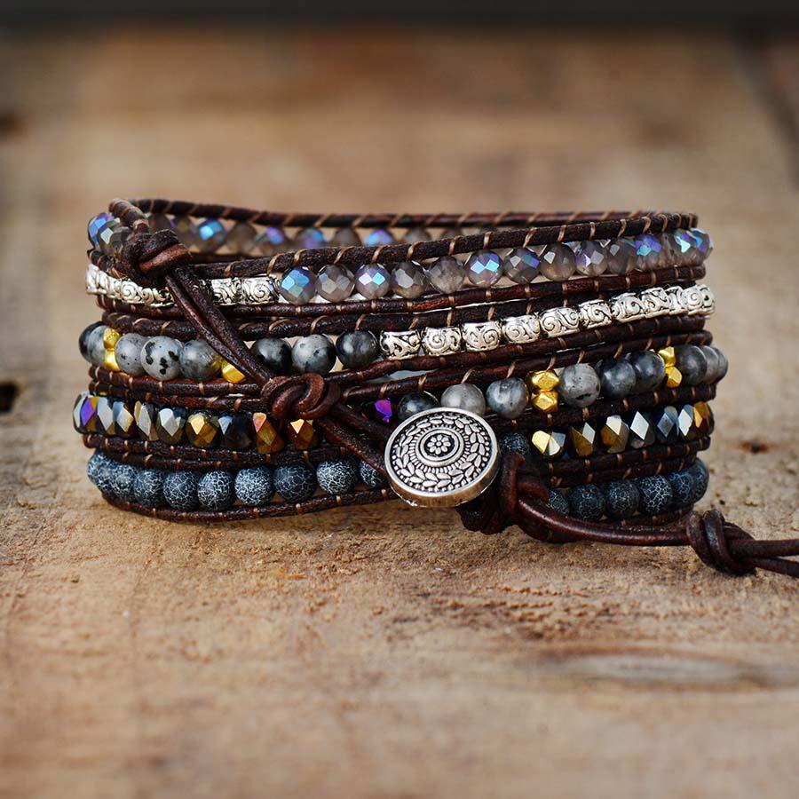 Onyx Moonlight Protective Wrap Bracelet - Lunara