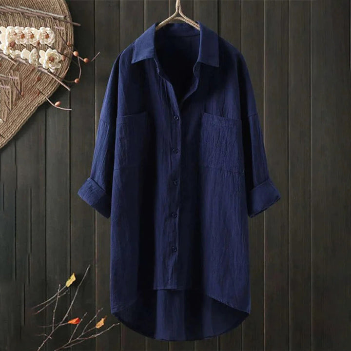 Lightweight Ladies' Blouse with Long Sleeves and Front Pockets – Selene