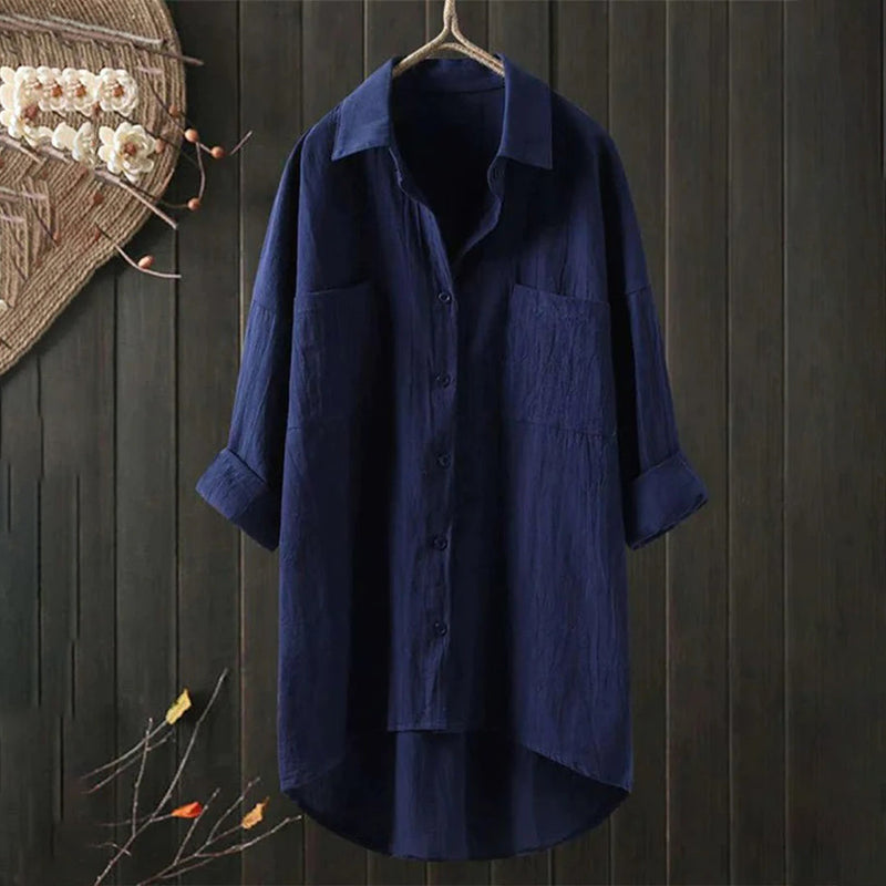 Lightweight Ladies' Blouse with Long Sleeves and Front Pockets – Selene