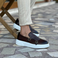 Lace-free men's leather sneakers with buckle details – Dante