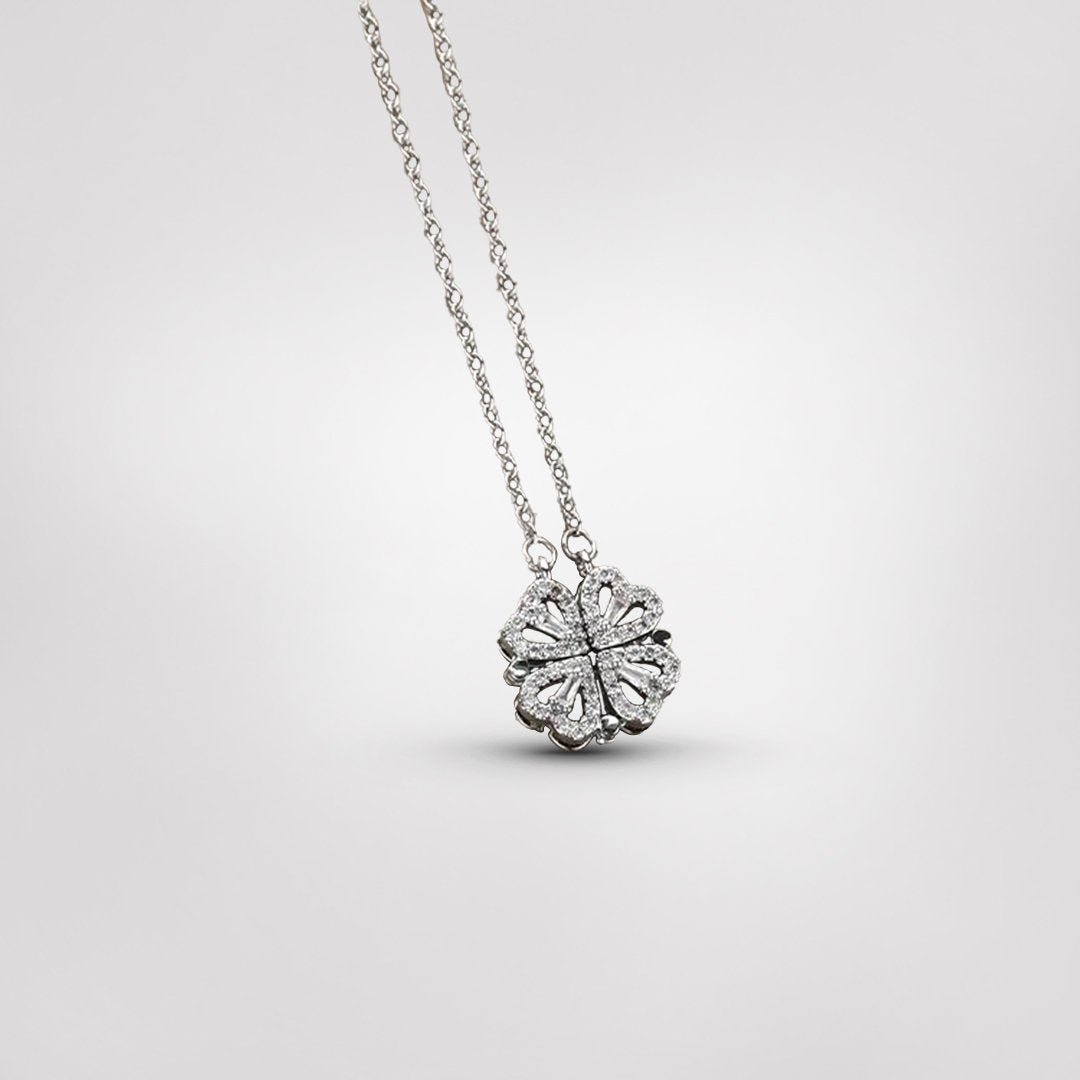 Elegant Silver Four-Leaf Clover Necklace | Good Luck Charm