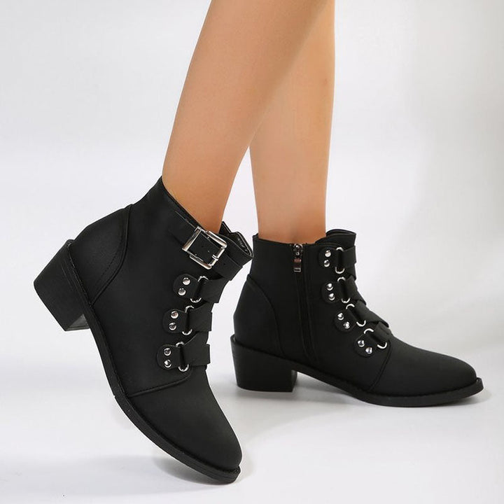 Ladies' ankle boots with block heel in vintage look – Yolisa