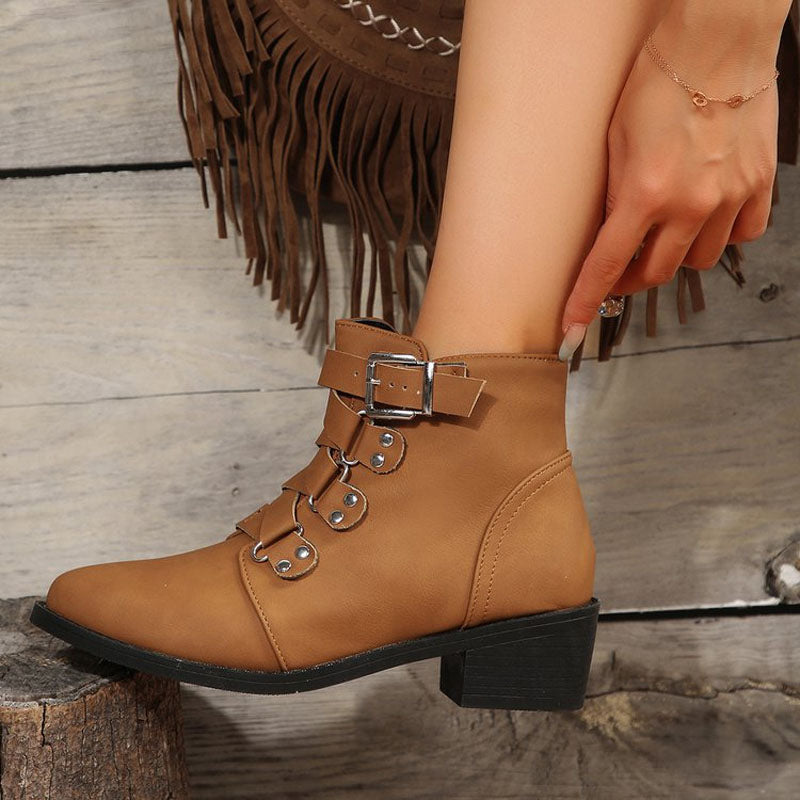 Ladies' ankle boots with block heel in vintage look – Yolisa