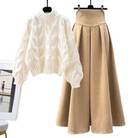 Two-piece knit set with sweater & pleated skirt – Amira