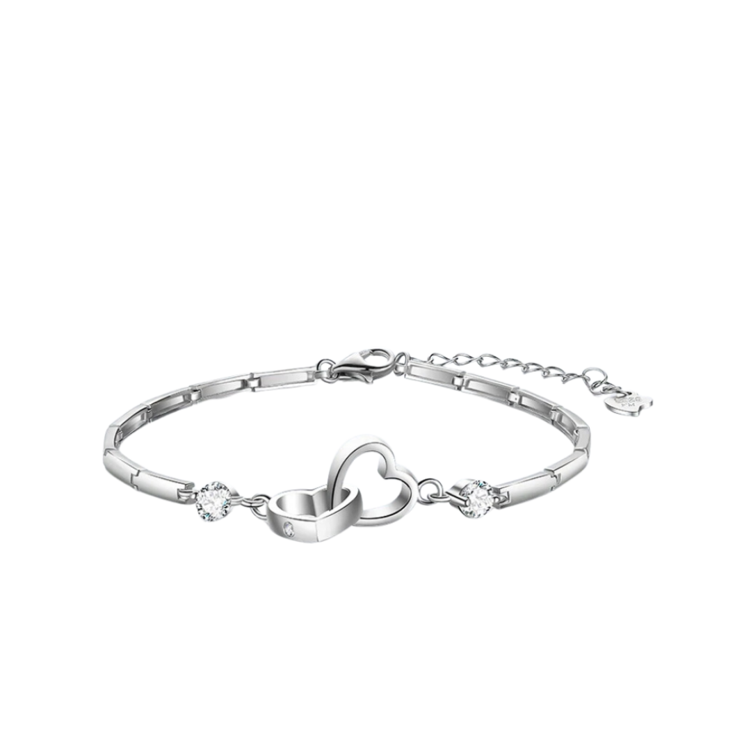 Adjustable 925 Silver Double Heart Bracelet