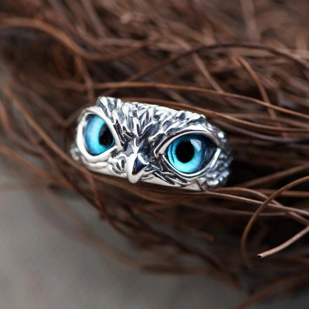 Silver Owl Eye Ring | Unique Animal Design | Adjustable