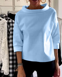 Ladies' autumn blouse with a high collar and 3/4 sleeves – Mireille
