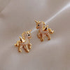 Cute Gold Unicorn Zirconia Earrings - Celestia