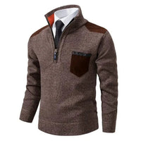 Men's pullover with edge zipper neck and long sleeves – Cedric