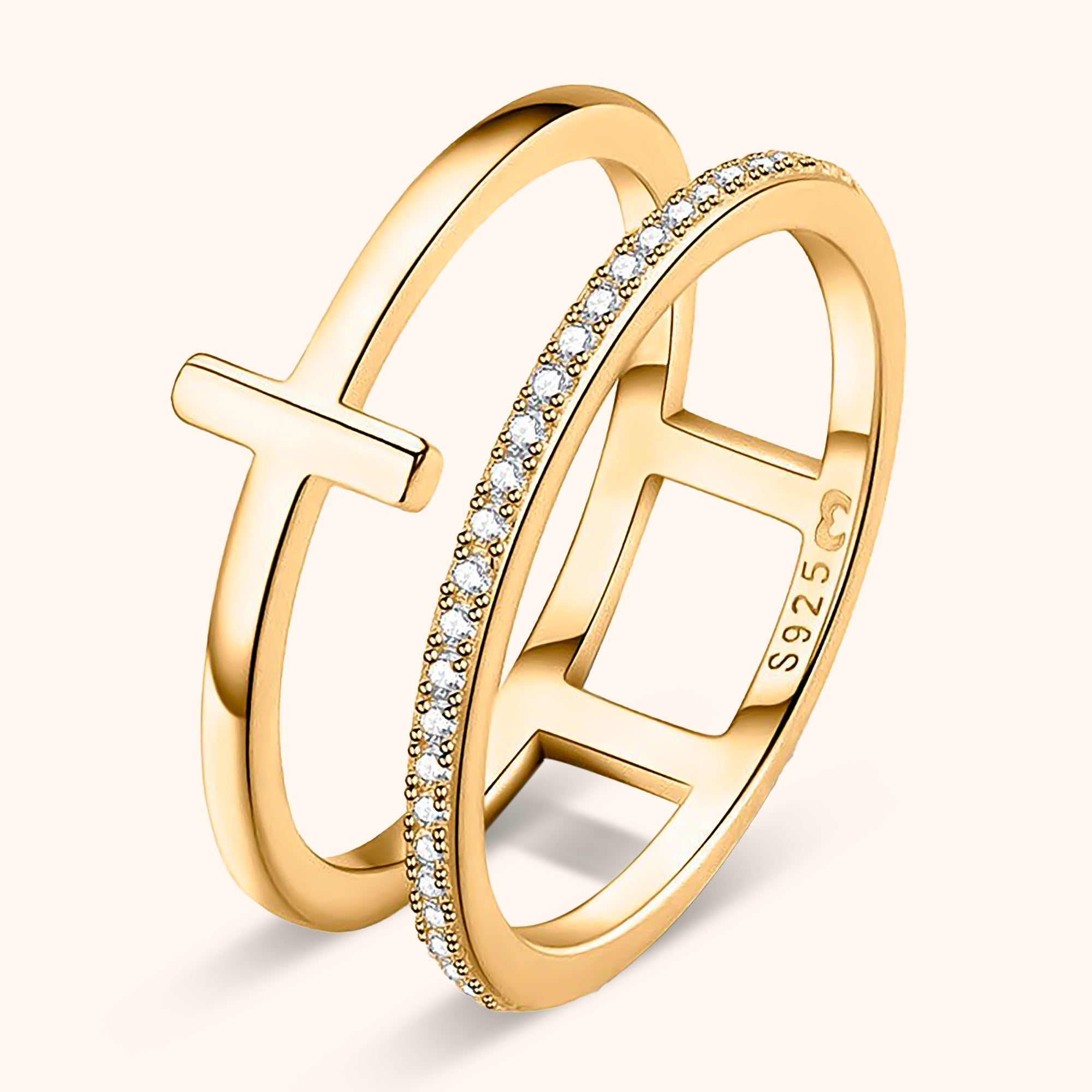 Celeste Ring – Stylish Double Cross Design