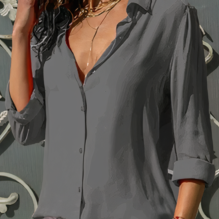 Flowing shirt blouse with button placket – Selin