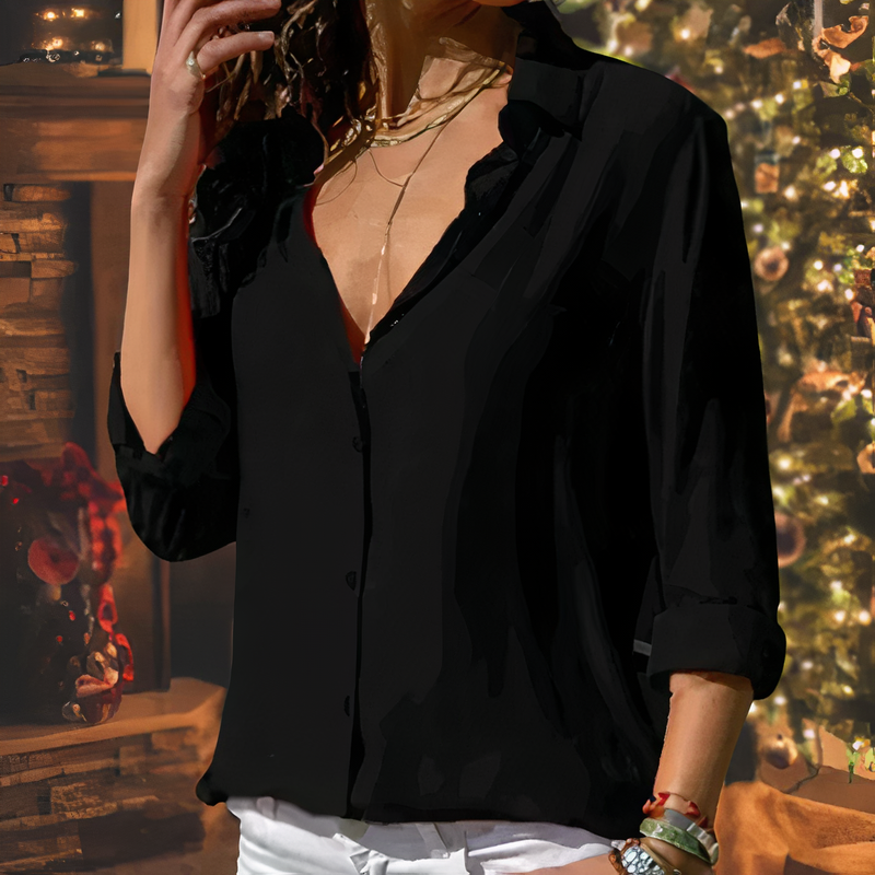 Flowing shirt blouse with button placket – Selin