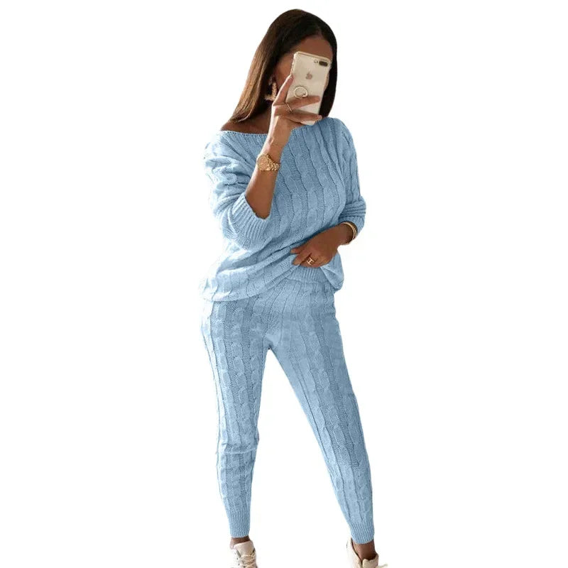 Ladies' Knitted Tracksuit Two-Piece Set for Autumn & Winter – Isaline