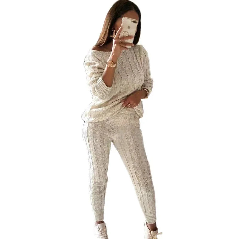 Ladies' Knitted Tracksuit Two-Piece Set for Autumn & Winter – Isaline