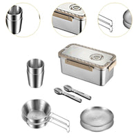 Camping Messware Kit Stainless Steel Dinnerware with Storage Box – CampSet