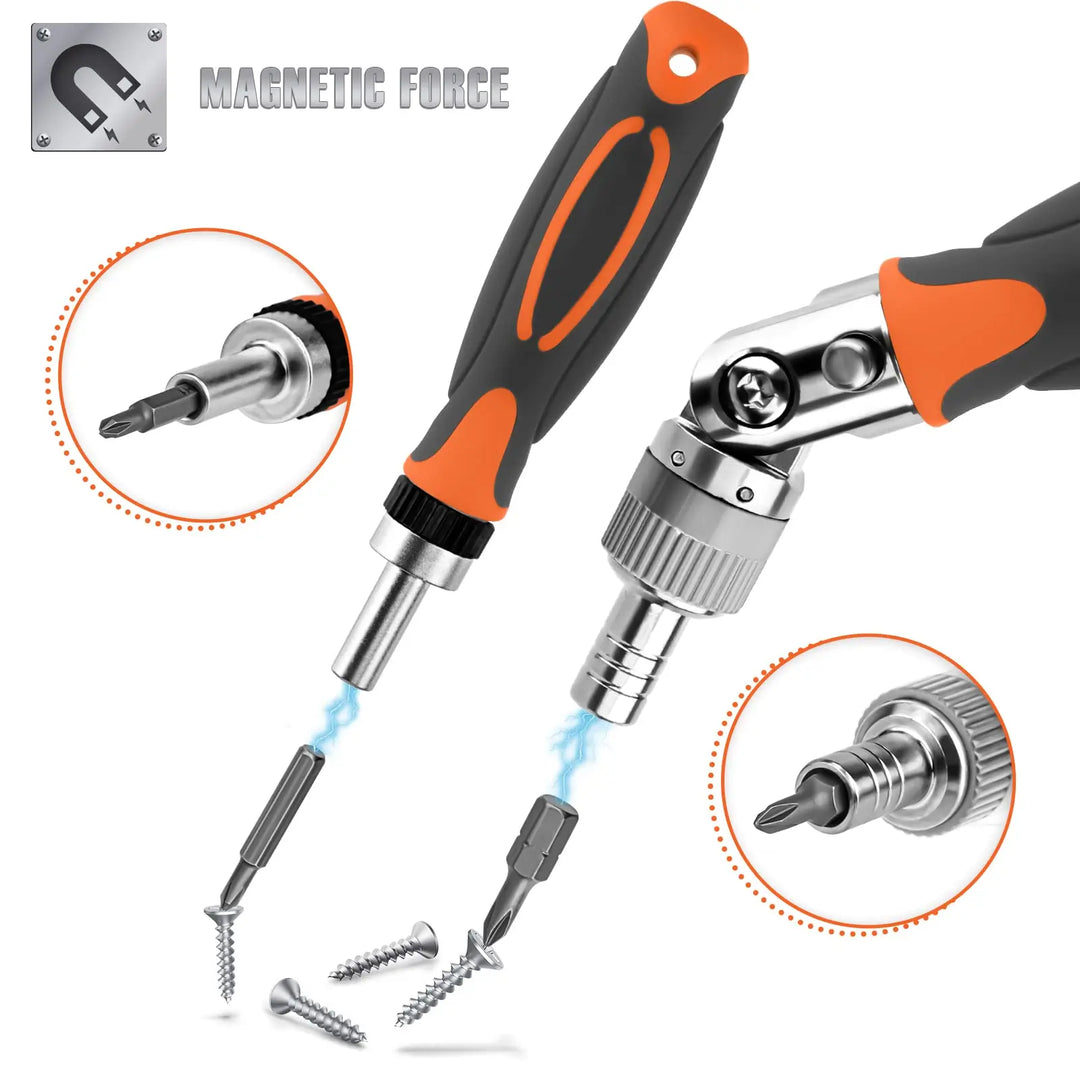 68-in-1 Ratchet Screwdriver Set with Magnetic Bits & Extension Rod – FortiDrive