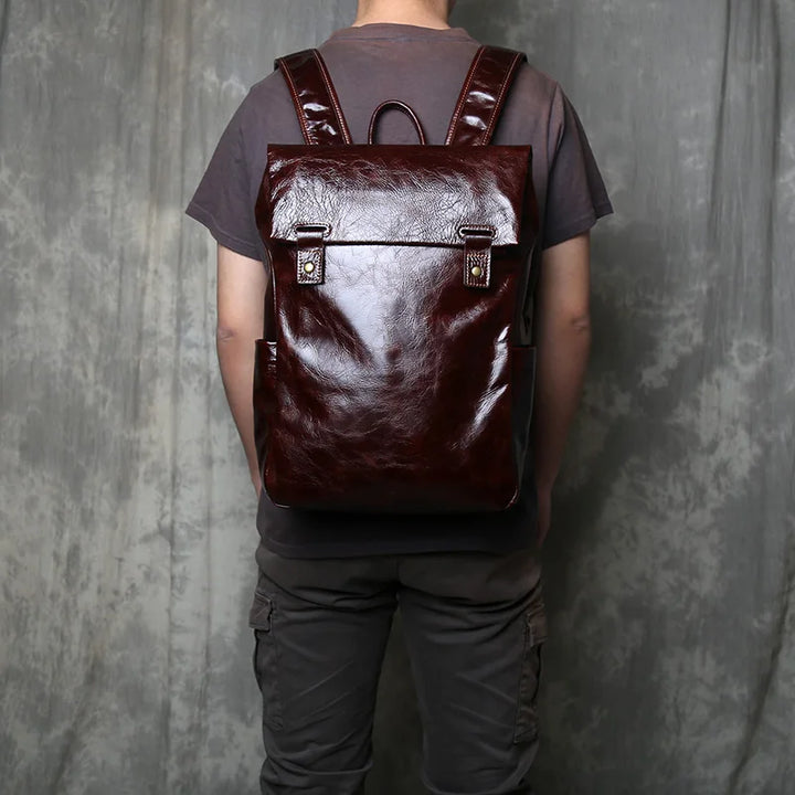 Vegetable-Tanned Cowhide Leather Laptop Backpack