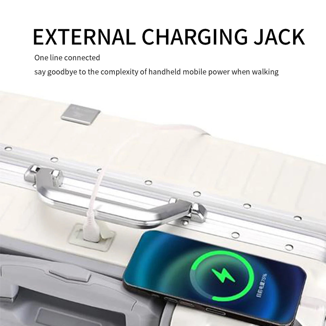 Aluminium Frame Luggage Case with Spinner Wheels & USB Charging Port