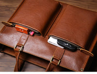Genuine Leather Executive Laptop Briefcase with Shoulder Strap