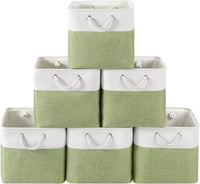 Set of 6 Foldable Fabric Cube Storage Boxes with Rope Handles – Nadir