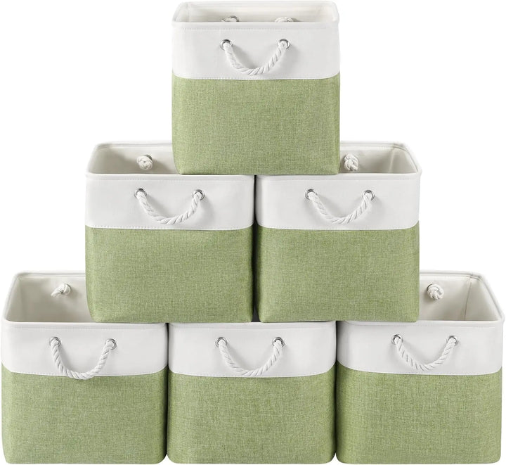 Set of 6 Foldable Fabric Cube Storage Boxes with Rope Handles – Nadir