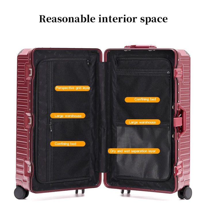 Wide-Handle PC Aluminium Frame Suitcase with Spinner Wheels
