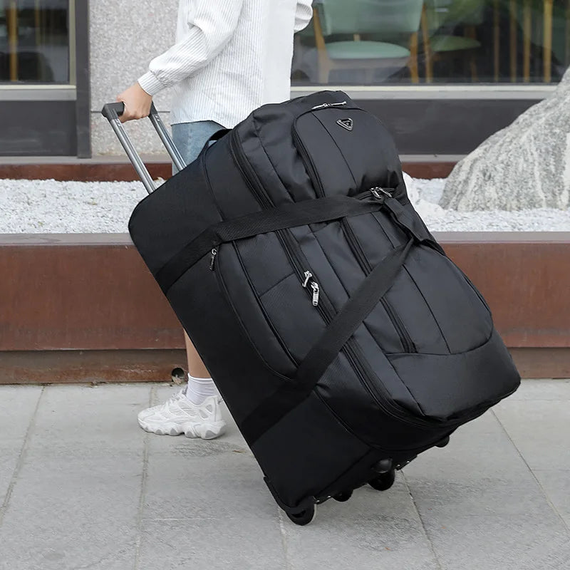 Large Oxford Cloth Trolley Travel Bag with Wheels – Foldable Design