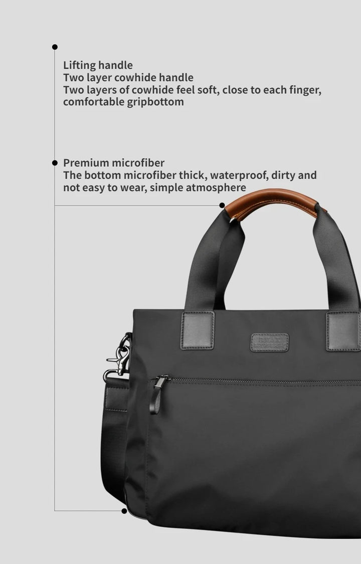 Men’s Oxford Canvas Business Briefcase with Crossbody Strap