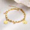 Gold Bracelet with Four-Leaf Clover Charm | Women's Lucky Jewellery