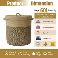 Woven Cotton Laundry & Storage Basket with Lid 60L – Amara