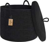 Large Black Cotton Rope Storage Basket with Lid – Selwyn