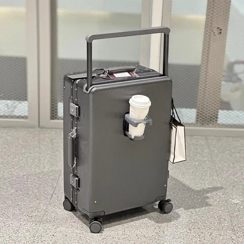 Wide-Handle Aluminium Frame PC Luggage – Lightweight & Durable Travel Case