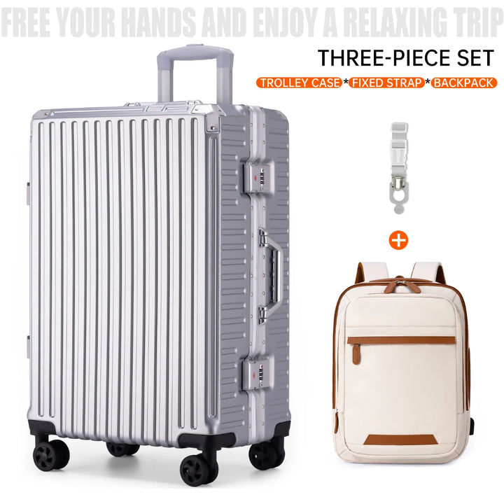 Aluminium Frame Luggage Case with Spinner Wheels & USB Charging Port