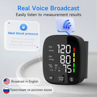 Rechargeable LED Wrist Blood Pressure Monitor with Voice Function – HeartGuard