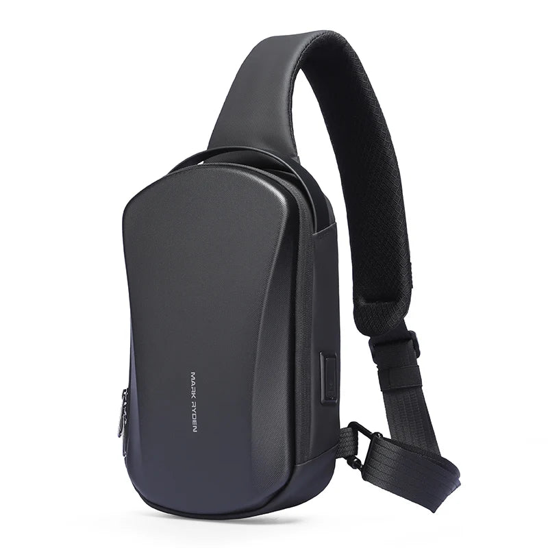 Waterproof Hard-Shell Crossbody Bag with USB Port