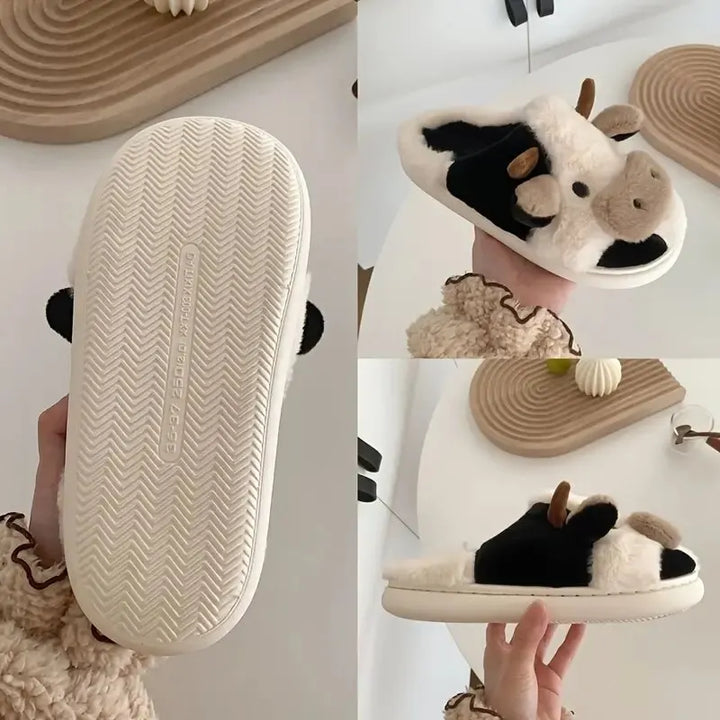 Plush slippers in cow design - PlushCow