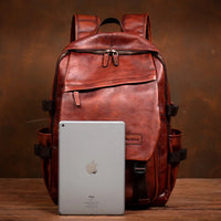 Handmade Vegetable-Tanned Leather Laptop Backpack
