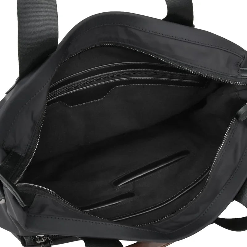 Men’s Oxford Canvas Business Briefcase with Crossbody Strap