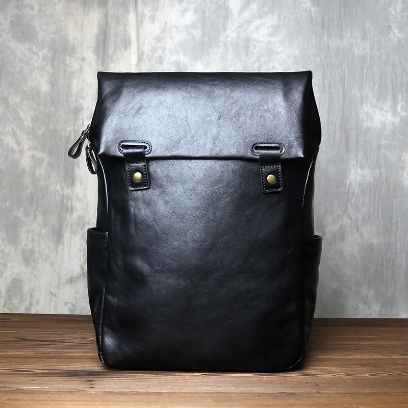 Vegetable-Tanned Cowhide Leather Laptop Backpack