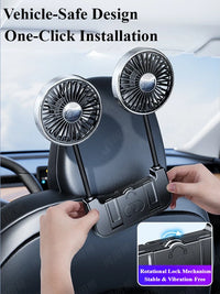 Dual-Head Rear Seat Fan – Eary – (USB-C Rechargeable)