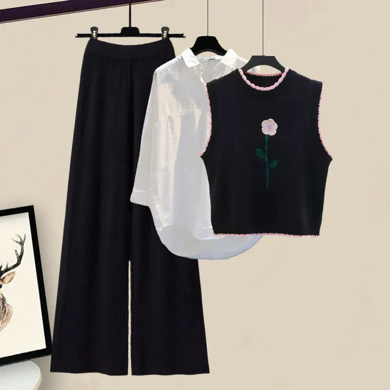 Three-piece women's winter outfit set with cardigan – Marisa