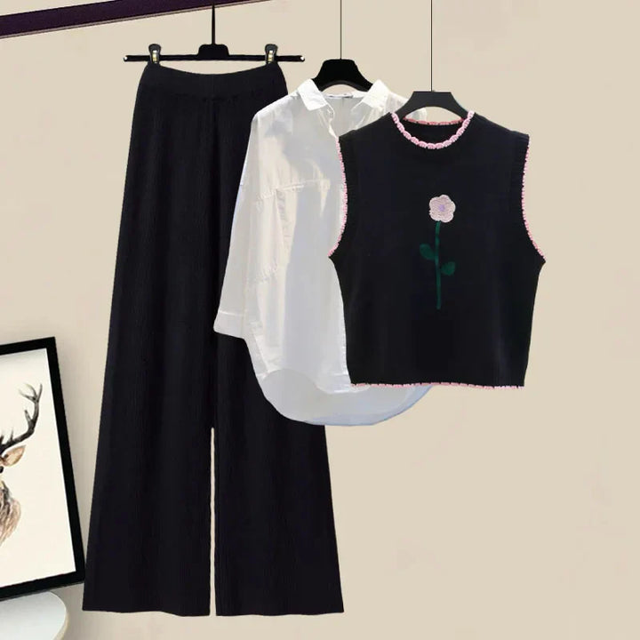 Three-piece women's winter outfit set with cardigan – Marisa