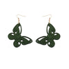 Vintage Green Carved Wooden Earrings | Unique Handmade Jewellery