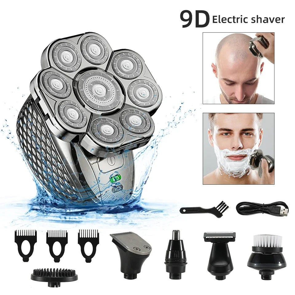 6-in-1 Waterproof Men’s Electric Shaver with 9D Floating Heads & Grooming Kit – MultiTrim