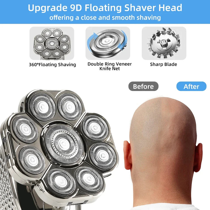 6-in-1 Waterproof Men’s Electric Shaver with 9D Floating Heads & Grooming Kit – MultiTrim