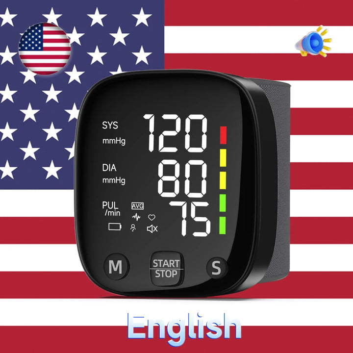 Rechargeable LED Wrist Blood Pressure Monitor with Voice Function – HeartGuard