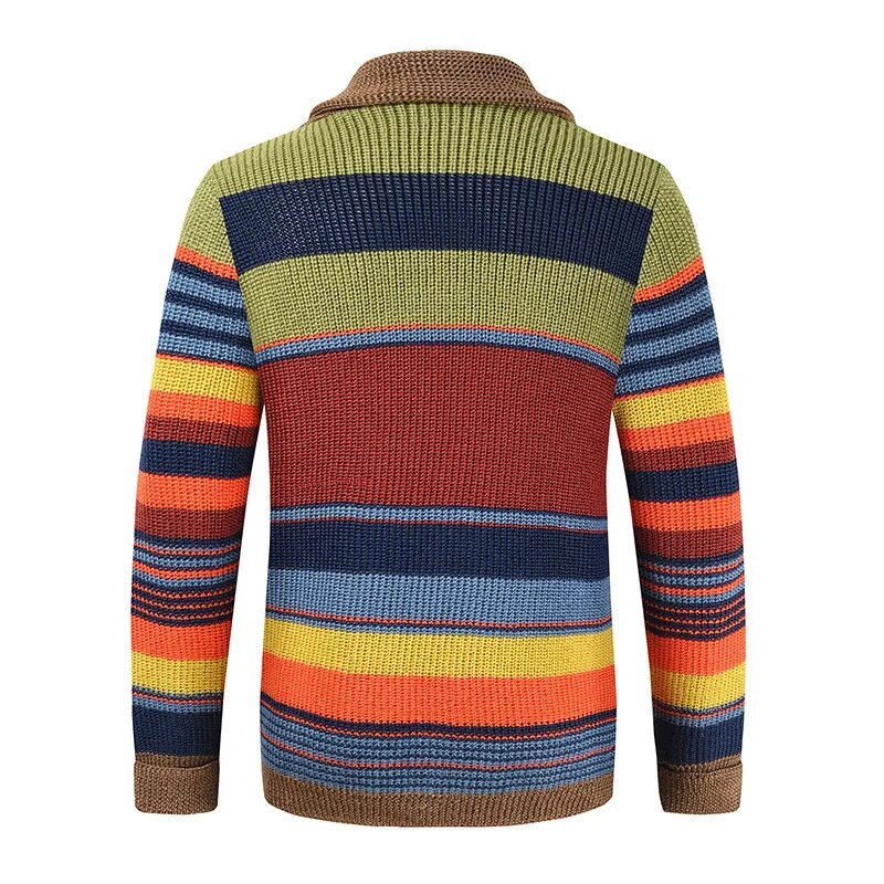 Men's knit cardigan with colour block and geometric pattern – Leandro